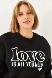 Bianco Lucci Women's Loose Cut Round Collar Sweatshirt MBHS022 - Image 3