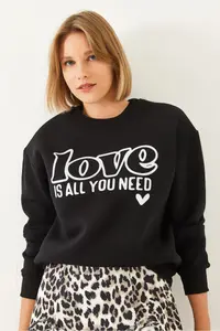 Bianco Lucci Women's Loose Cut Round Collar Sweatshirt MBHS022 - Image 6