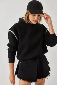 Bianco Lucci Women Hooded Lace Detailed Sweatshirt - Image 3