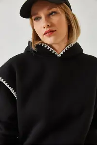 Bianco Lucci Women Hooded Lace Detailed Sweatshirt - Image 4