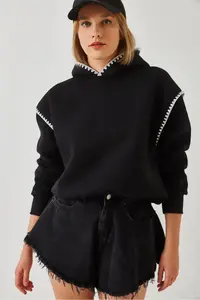 Bianco Lucci Women Hooded Lace Detailed Sweatshirt - Image 6