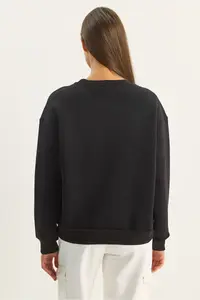 Bianco Lucci Women's Crew Neck Cherry Stone Embroidered Three Thread Raised Sweatshirt - Image 8