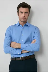 Kiğılı Long Sleeve Slim Fit Non-Iron Classic Cotton Shirt