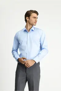 Kiğılı Long Sleeve Slim Fit Non-Iron Classic Cotton Shirt