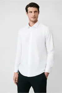 Kiğılı Long Sleeve Slim Fit Non-Iron Classic Cotton Shirt