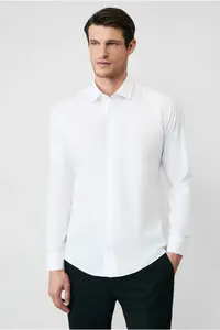 Kiğılı Long Sleeve Slim Fit Non-Iron Classic Cotton Shirt - Image 4