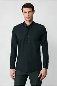 Kiğılı Long Sleeve Slim Fit Button Collar Cotton Non-Iron Shirt - Image 3