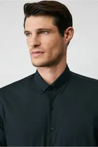 Kiğılı Long Sleeve Slim Fit Button Collar Cotton Non-Iron Shirt - Image 6