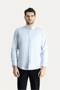 Kiğılı Long Sleeve Slim Fit Button Collar Cotton Non-Iron Shirt - Image 3