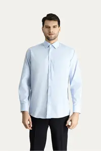 Kiğılı Long Sleeve Regular Fit Classic Collar Pocket Cotton Non-Iron Shirt - Image 3