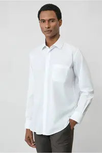Kiğılı Long Sleeve Regular Fit Classic Collar Pocket Cotton Non-Iron Shirt