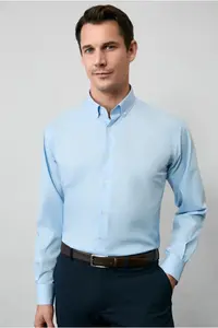 Kiğılı Long Sleeve Regular Fit Button Collar Cotton Non-Iron Shirt - Image 3