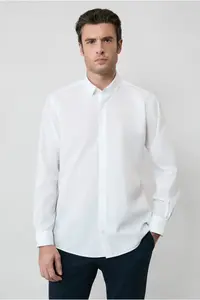 Kiğılı Long Sleeve Regular Fit Button Collar Cotton Non-Iron Shirt - Image 3