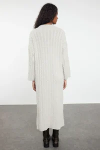 TRENDYOLMİLLA Stone Maxi Knitwear Braided Wide Pattern Dress - Image 5