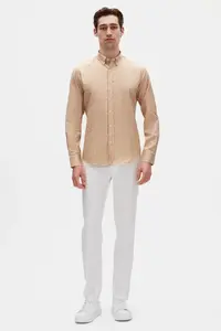 D'S Damat Ds Damat slim Fit Beige Striped Shirt - Image 4