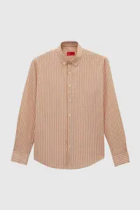 D'S Damat Ds Damat slim Fit Beige Striped Shirt - Image 5
