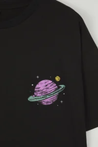 Trendyol Curve Black Galaxy Printed Oversized Fit Plus Size T-Shirt - Image 11