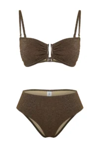 TRENDYOLMİLLA Brown Simli with accessories Strapless Covered Regular High Waist Bikini Set - Image 6