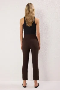TRENDYOLMİLLA Dark Brown Cigarette Pattern Pensli High Waist Bilek Size Weaving Material  Pants - Image 4