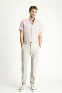 Kiğılı Short Sleeve Regular Fit Patterned Sports Cotton Easy-Iron Shirt - Image 2