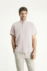 Kiğılı Short Sleeve Regular Fit Patterned Sports Cotton Easy-Iron Shirt - Image 3