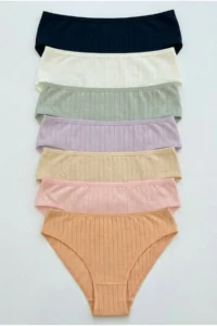Nicoletta Women's Panties 7 Pack Lycra Cotton Camisole Rib Ribbed