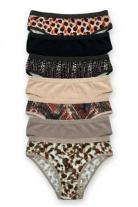 Nicoletta Women's Panties 7 Pack Lycra Cotton Wide Elastic Printed Leopard