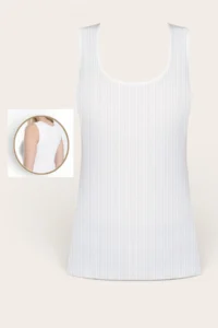 Nicoletta Women's Athlete Ribbed Camisole Ribbed Wide Strap Pack of 2 Cotton Lycra Black-White - Image 3