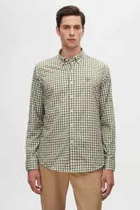 D'S Damat Ds Damat slim Fit Green Checkered Checkered Shirt