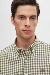 D'S Damat Ds Damat slim Fit Green Checkered Checkered Shirt - Image 3
