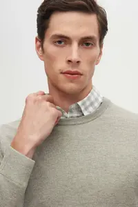 D'S Damat Ds Damat slim Fit Gray Checkered Checkered Shirt - Image 4