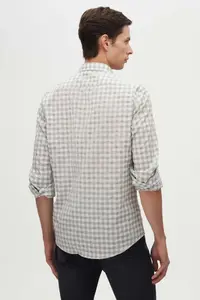 D'S Damat Ds Damat slim Fit Gray Checkered Checkered Shirt - Image 7