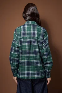 TRENDYOLMİLLA Mavi-Multicolored Flannel Plaid Oversized/Wide Pattern Shirt - Image 4