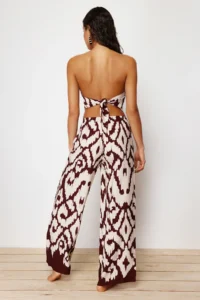 TRENDYOLMiLLA Ethnic Patterned Patterned Weaving Strapless Blouse Pants Beach Set - Image 7