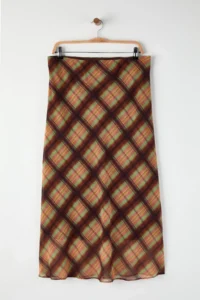 Trendyol Curve Multicolored Siphon Midi Plaid/Checkered Weaving Plus Size Skirt - Image 8