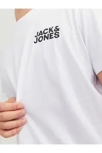 Jack & Jones Jjecorp Logo Tee Ss O-Neck Noos Erkek T-Shirt  White/Slim/Small Print/Black - Image 5