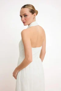 TRENDYOLMİLLA White Material Midi Weaving Dress - Image 5