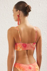 TRENDYOLMİLLA Batik Patterned Strapless Covered Bikini Top - Image 4
