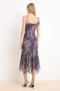 TRENDYOLMİLLA Purple-Multicolored Abstract pattern Siphon Midi Lined Party Dress - Image 4