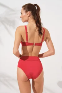 Pierre Cardin Red Gathered Underwire Bikini Set, Foldable, High Waist Detailed, Useful - Image 2
