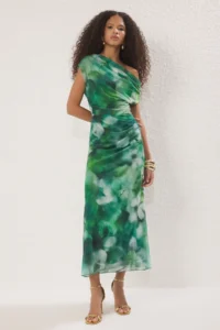 TRENDYOLMİLLA Multicolored Patterned Lined Tulle Knitting Chic Evening Gown Gece Graduation Dress