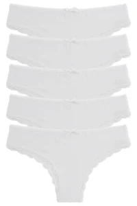 Nicoletta Women Panties 5 Li Paket Brazillian White - Image 2