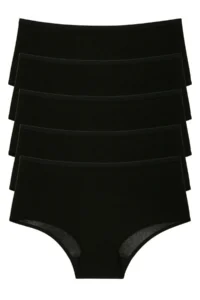 Nicoletta Women's Panties High Waist Large Size Pack of 5 Cotton Lycra Black