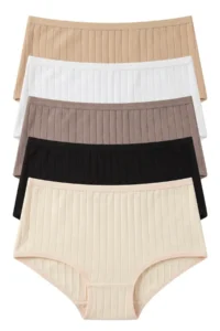 Nicoletta Women's Panties 5 Pack High Waist Cotton Lycra Ribbed Camisole Corduroy Mink