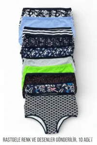 Nicoletta Women's Panties Pack of 10 High Waist Cotton Lycra Random MIXED COLORS, MIXED PRINTS - Image 3