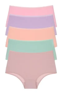 Nicoletta Women's Panties 5 Pack High Waist Cotton Lycra Salmon