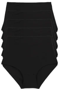 Nicoletta Women's Panties Extra High Waist Laser Cut Flexible Non-marking Pack of 5 Polyester BLACK