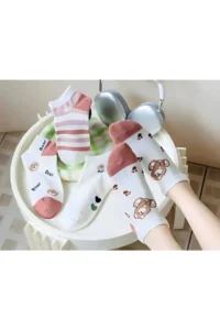 BGK 5 Sets Patterned Pink Women Slippers Socks Kc 151008 - Image 2