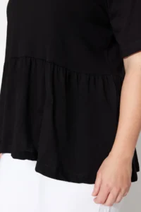 Trendyol Curve Black Crew Neck Wide Pattern 100% Cotton Knitting T-Shirt - Image 2
