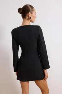 TRENDYOLMİLLA Black Short / Mini Weaving Jacket Dress - Image 4